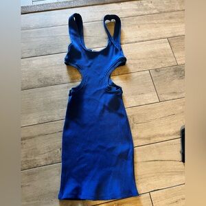 Zara Ribbed Royal Blue Cutout One-Piece